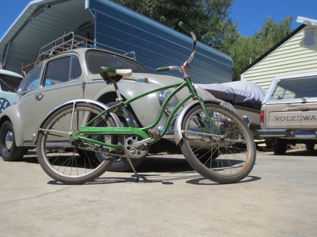 My sister's old bike with a "boys" bar added.