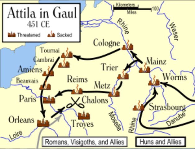 Huns invade Gaul