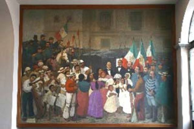 República Restaurada: Entrada triunfal de Benito Juárez a la Ciudad de México.