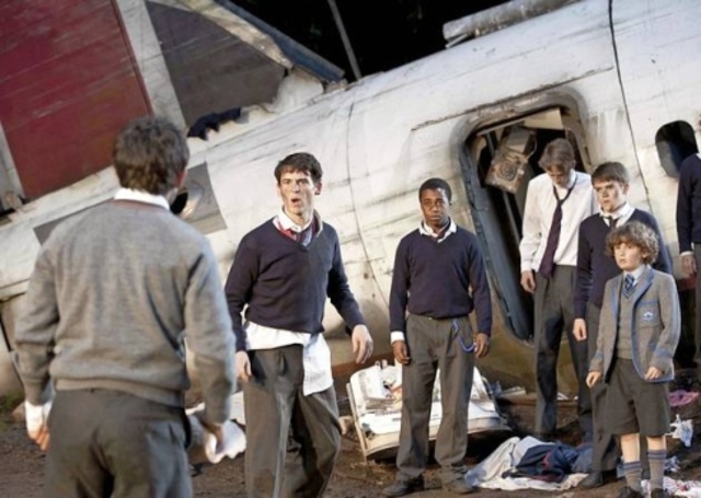 The boys land on the island