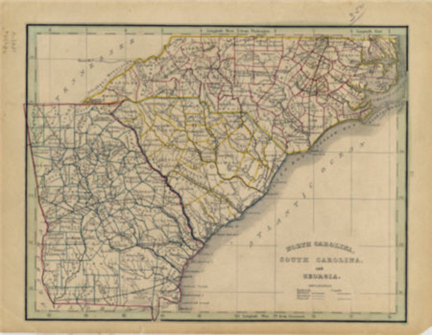 Carolina split into North and South Carolina