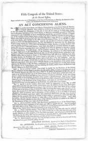 The Act Concerning Aliens approved by John Adams