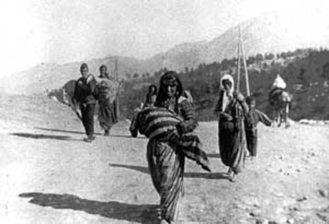 First convoy of Armenians is deported from Erzinjan for the Syrian Desert