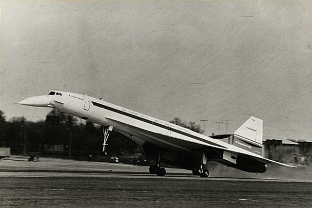 First flight of the first British Concorde, 002