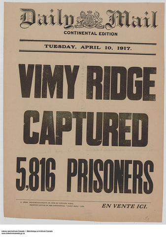 Vimy Ridge * Canada. turning point 9 Apr 1917