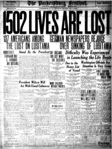 Lusitania sinks 7 May 1915