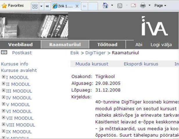 Esimene kursus IVA keskkonnas