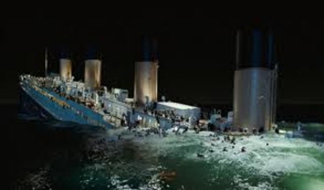 The titanic went full under & sank