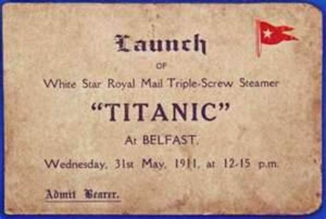 Titanic lauched from Harland & Wolff shipyards in Belfast, Ireland.