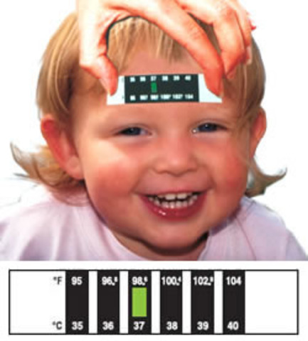 Forehead strip thermometer