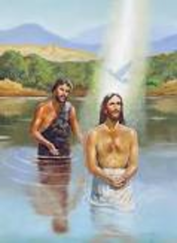 Jesus is baptised in the River Jordan