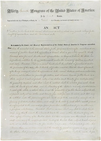 First Morrill Act Passed