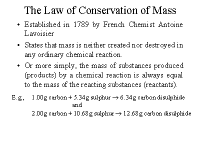 Law of conservation of Mass