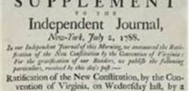 U.S. Constitution adopted, when New Hampshire ratifies it