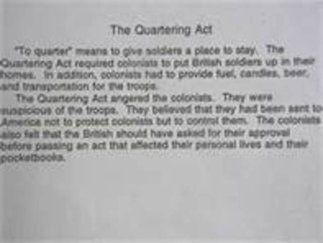 March 24	The Quartering Act of 1765