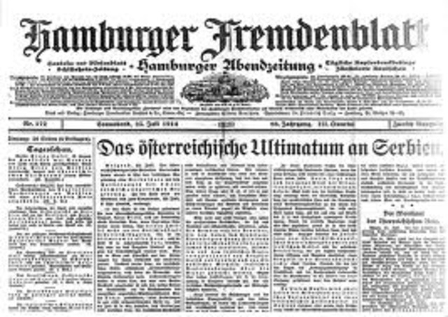 Austria send ultimatum to Serbia