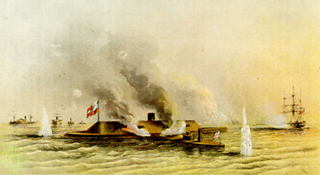 President Abraham Lincoln used the Union navy to blockade southern ports.  An important sea battle between the Monitor (Union) and the Merrimack (Confederacy), two ironclad ships, took place in Virginia waters near Norfolk and Hampton.