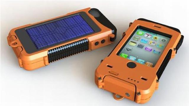carcasa protectora para iPhone con paneles solares