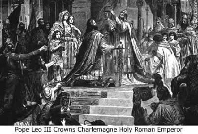 Charlemagne was crowned ruler of the Holy Roman Empire.