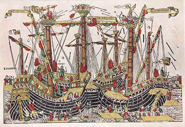 Ottoman fleet defeats Venetians at the Battle of Zonchio