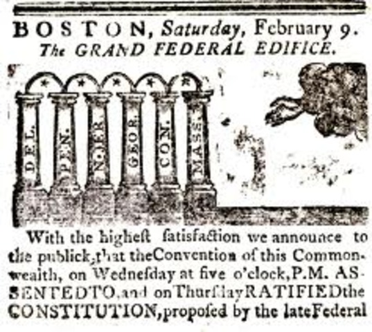 Massachusetts ratifies Constitution
