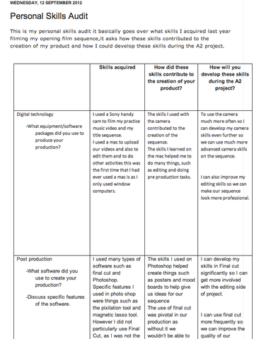 Danial's personal Skills Audit