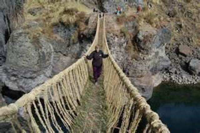 suspension bridge made in peru