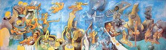 El hacio sus primero inscape pinturas al oleo.