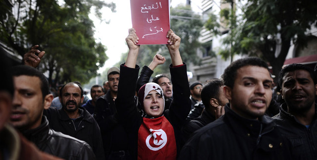 Eerste protesten in Tunesïe