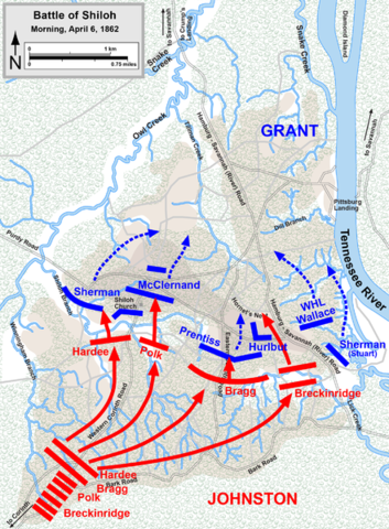 Bragg commands a corps at the battle of Shiloh