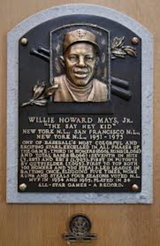 Willie Mays inducted into the Hall of Fame with Veterans Committee selections Warren Giles and Hack Wilson.
