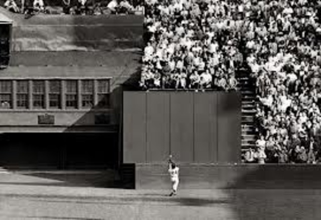 Willie Mays makes "the catch" in Game one of the 1954 World Series