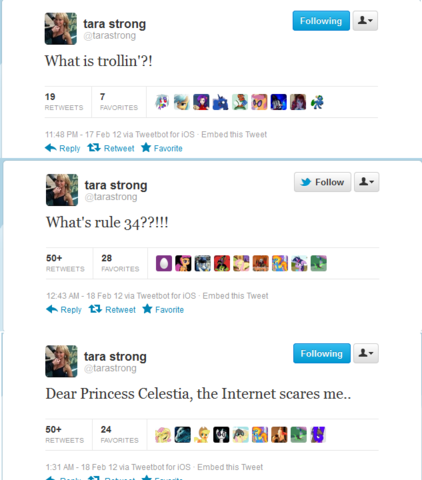 Tara Strong - "Dear Princess Celestia, the intenet scares me"