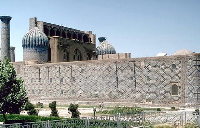 Ulugh Beg madrasa, Samarkand, Uzbekistan Back view of entrance portal