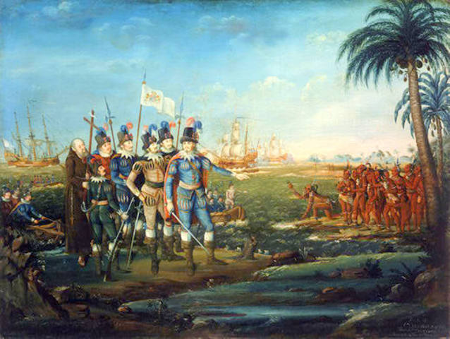 Columbus lands in the West Indies