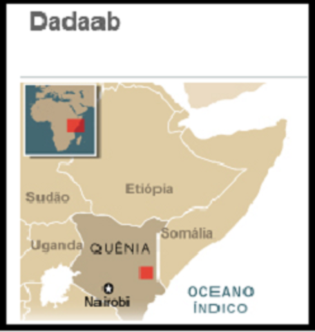 Localização do Dadaah, Quênia, África