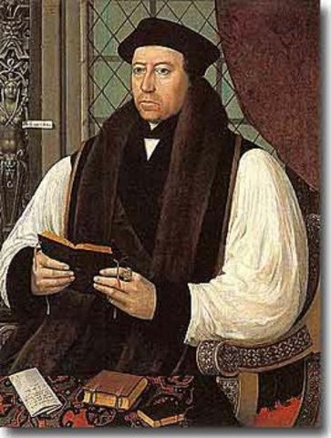 Archbishop Thomas Cranmer Receives the First Bible in English