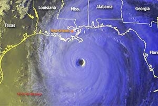 Hurricane Katrina hits the Gulf Coast