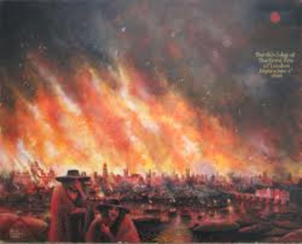 The great fire of London destroys a large section of the city.