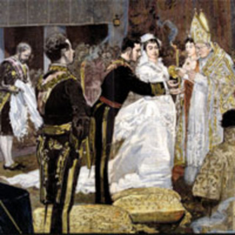 Enlace Matrimonial de Alfonso XII con María Cristina