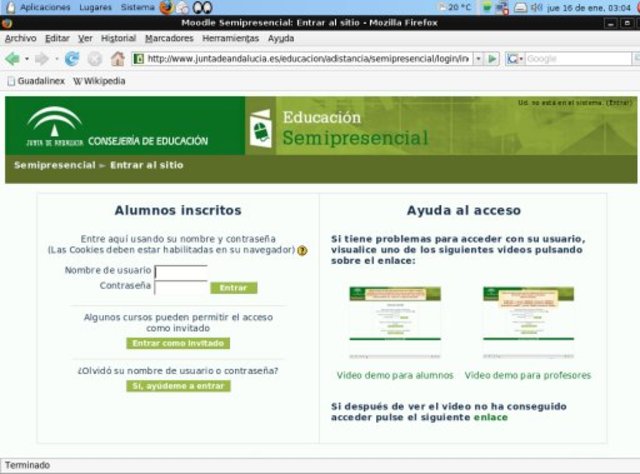 Plataforma Moodle de Educación semipresencial