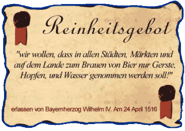 Det tyske Reinheitsgebot indføres i Bayern.