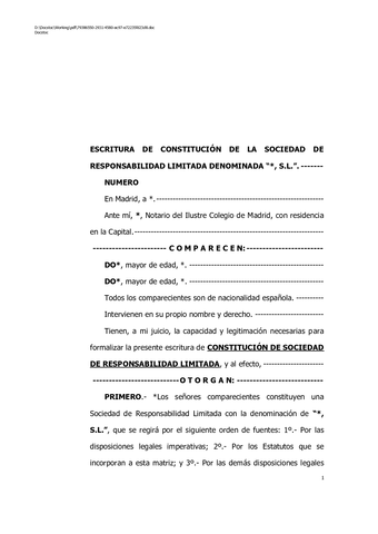 Redacción de estatutos y firma de escritura de constitución