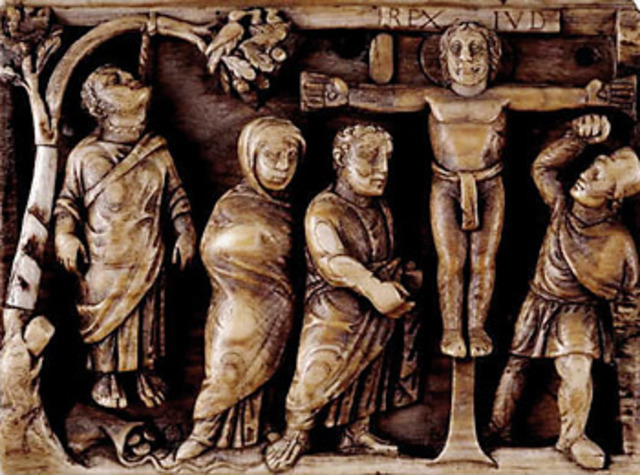 Elfenbeinschnitzerei der Kreuzigung