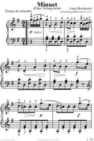 Minuet String Quintet in E, Op. 11, No. 5 (G 275)