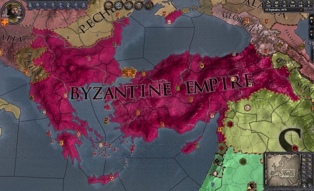The beginning of the Byzantine Empire.