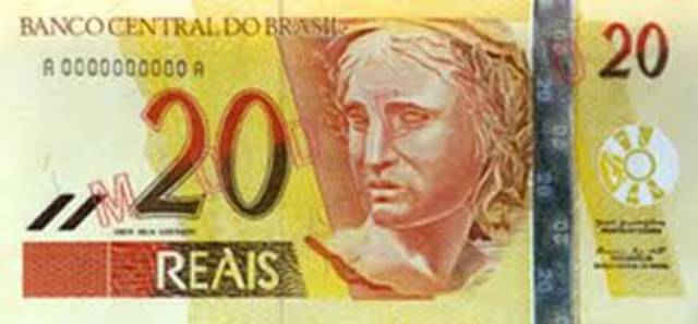 Lançamento no Brasil da cédula de 20 reais.