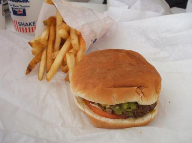 First Green Chile Cheeseburger
