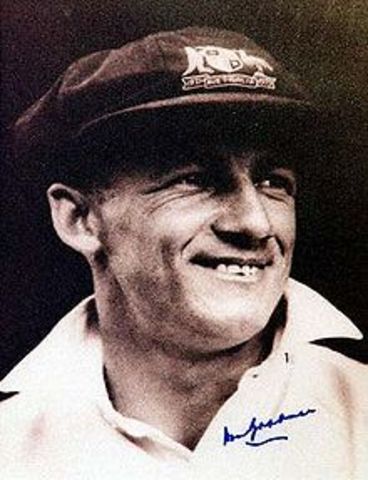 Batsman Don Bradman scores a record 452 not out in one cricket innings
