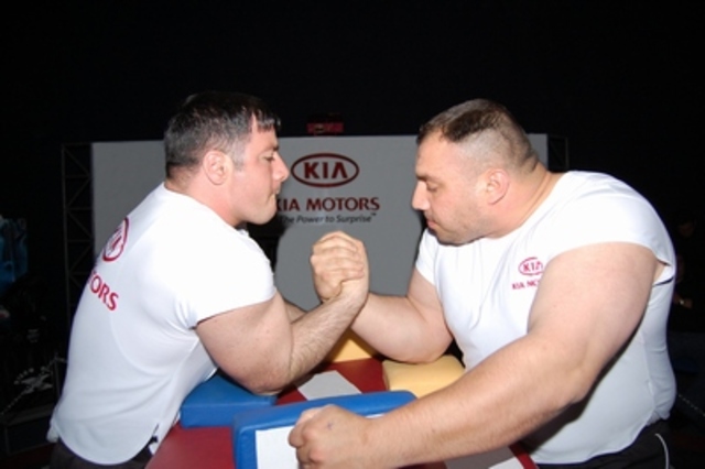 he gets asked to arm wrestles and lost.